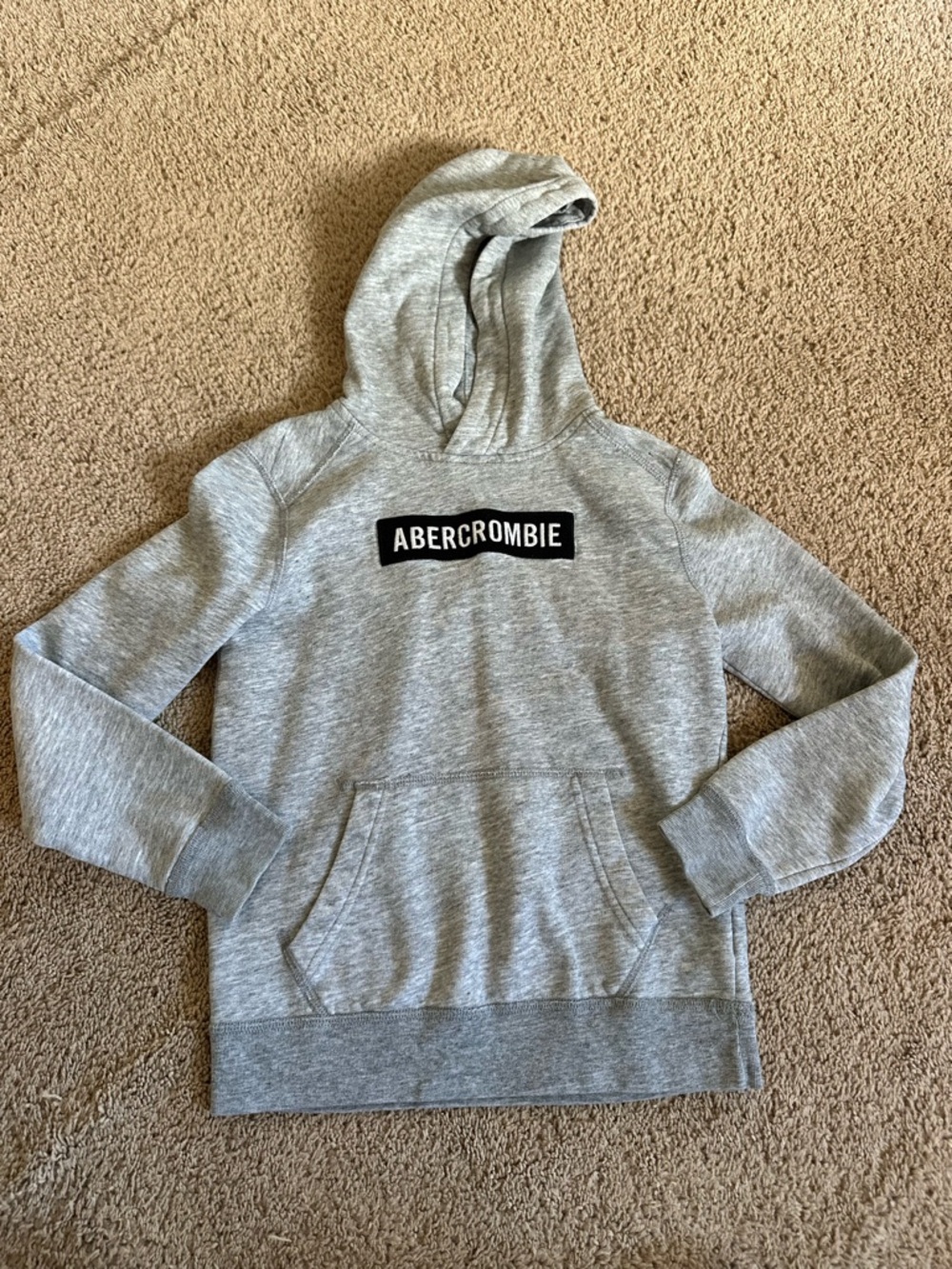 abercrombie kids Gray Crewneck Hoodie with Logo Patch.